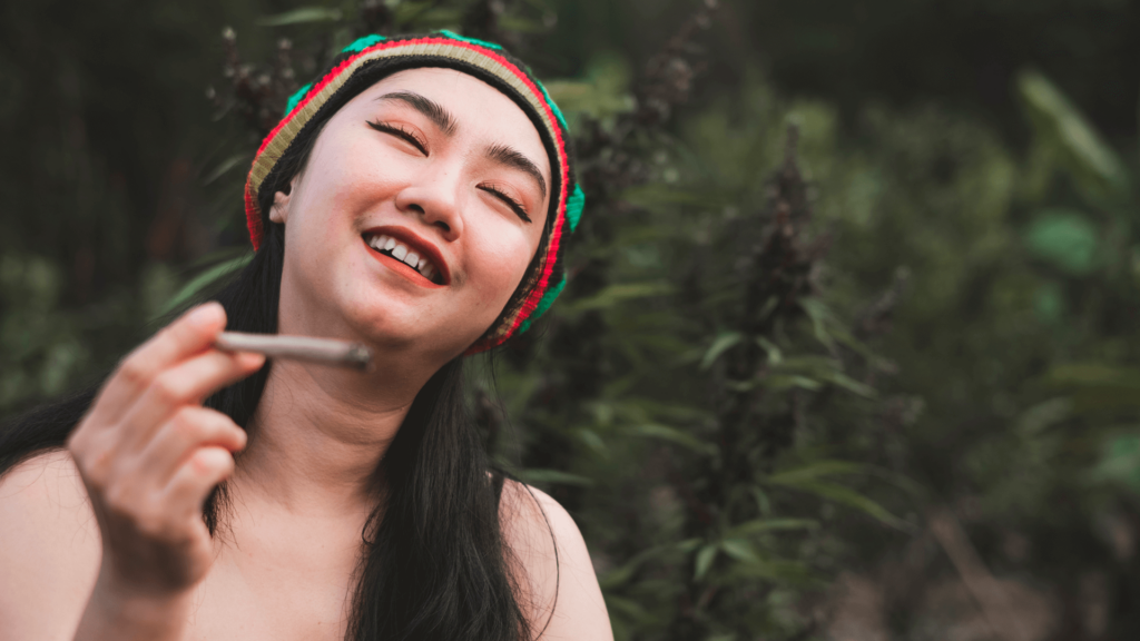 asian woman smoke weed